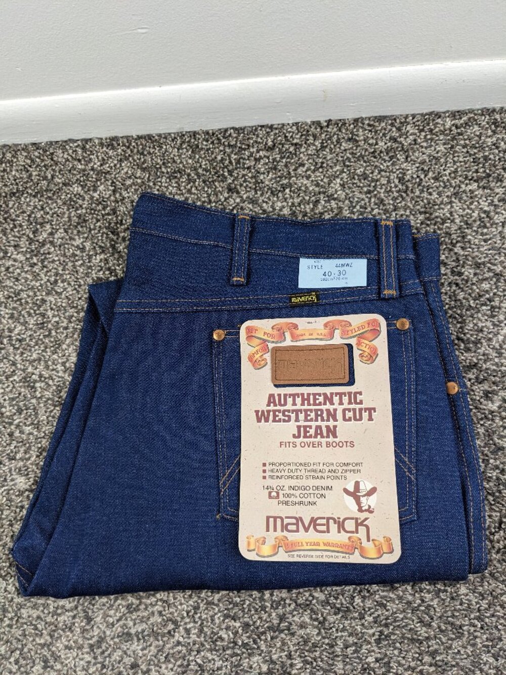 NWT Vintage 80s Maverick Jeans Bootcut Western USA Made Dark Blue Mens 40x31